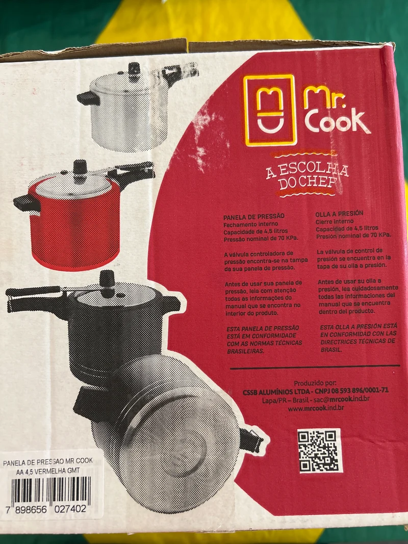 Cocotte-Minute Rouge (Panela de Pressão Vermelha Anti-Aderente) - MISTER COOK - 4,5L