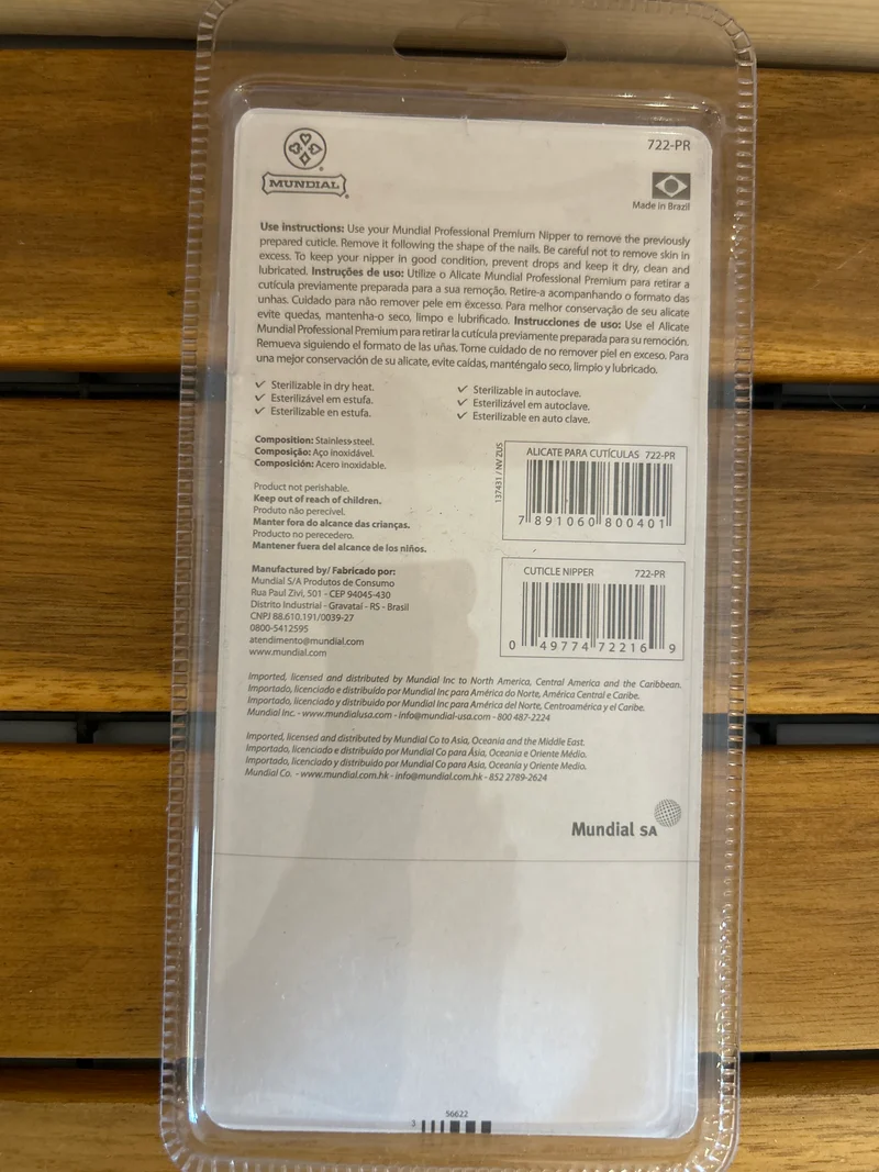 Pince à cuticules professionnelle en acier inoxydable (Alicate para Cutícula Profissional 722) - MUNDIAL