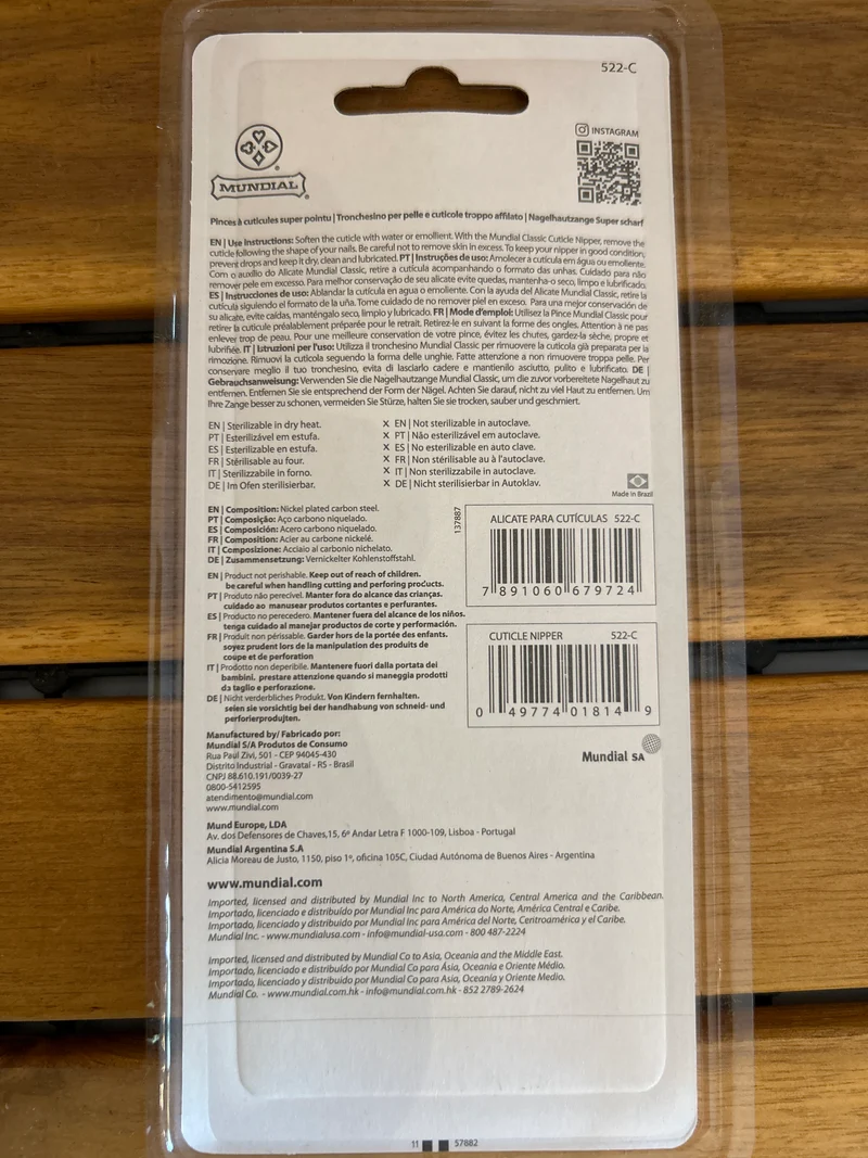 Pince à cuticules en acier inoxydable (Alicate para Cutícula 522C) - MUNDIAL