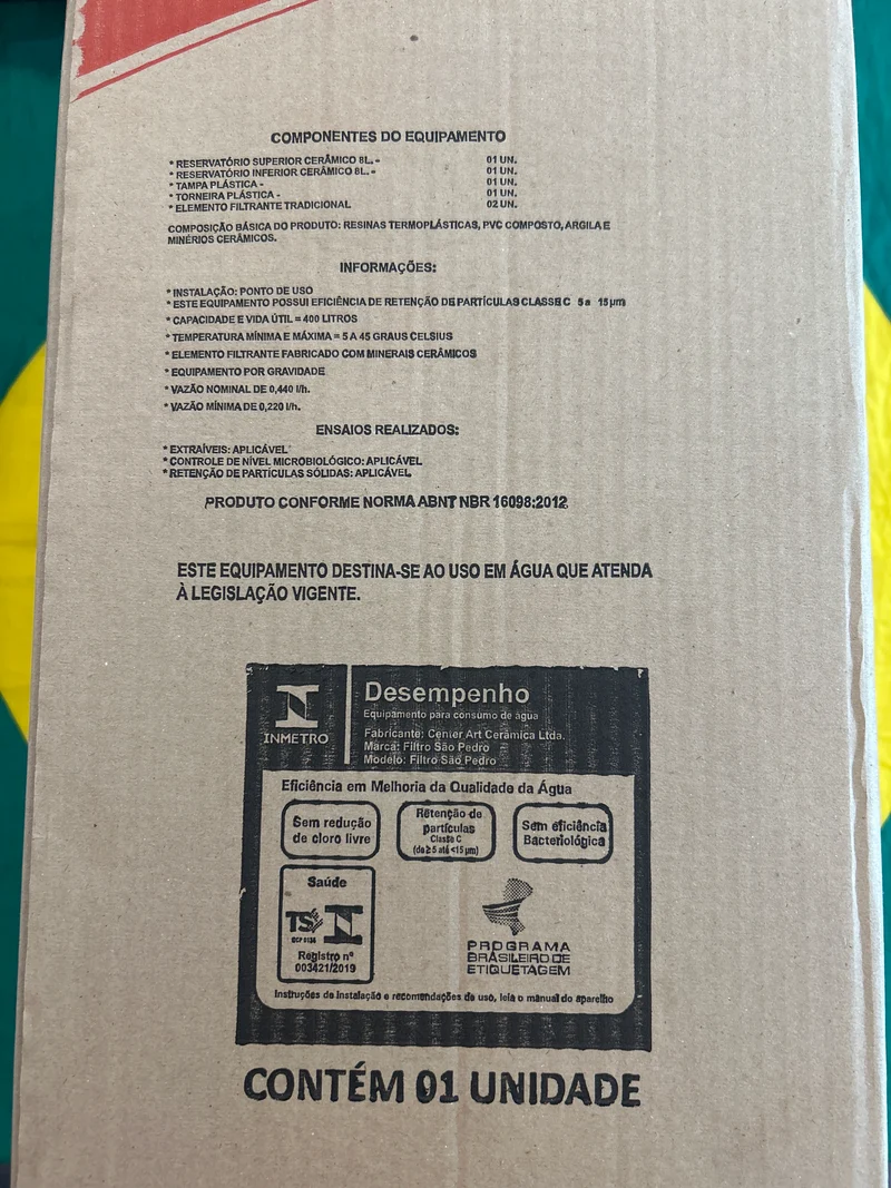 Filtre en Argile - (Filtro de Barro) - SÃO PEDRO - 8L