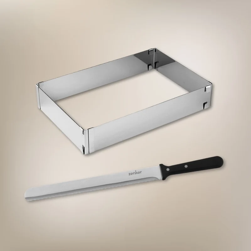 Cadre à gâteaux rectangulaire réglable et couteau à pâtisserie 30 cm Zenker Smart Pastry