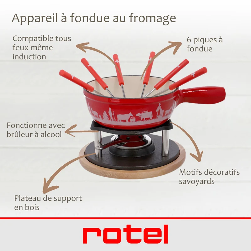 Service à fondue au fromage pour 6 personnes Rotel Swiss Tradition