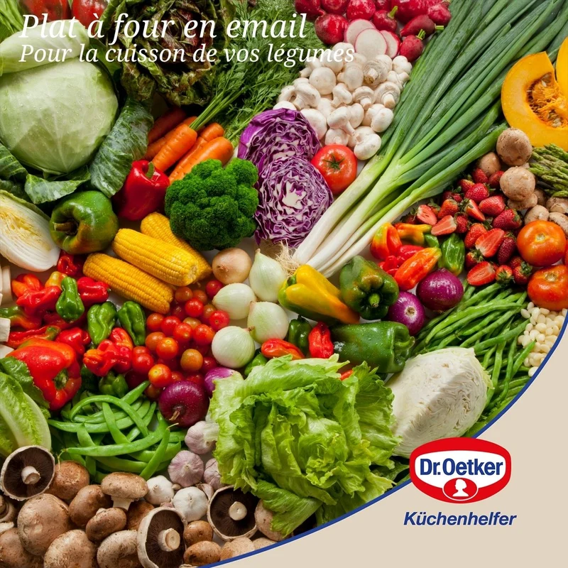 Plat à four avec couvercle en acier émaillé 42 x 34 cm Dr. Oetker Back-Idee Kreativ