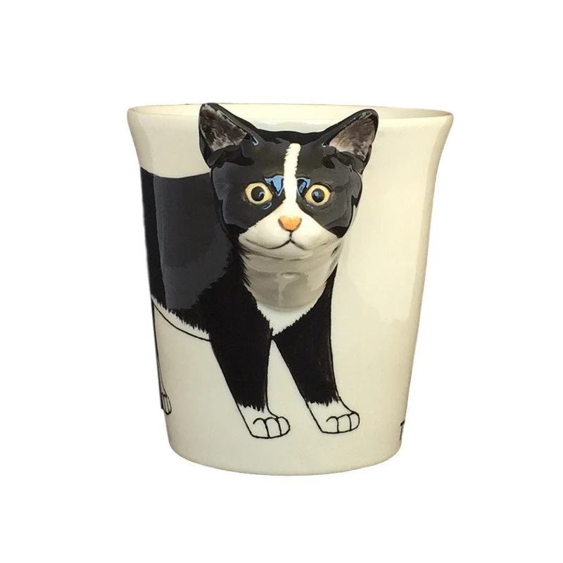 Tuxedo Cat Hand Painted Coffee Mug