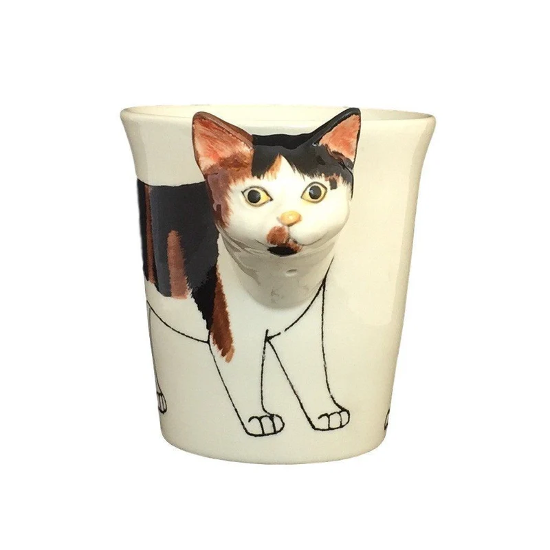 Calico Cat Hand Painted Coffee Mug