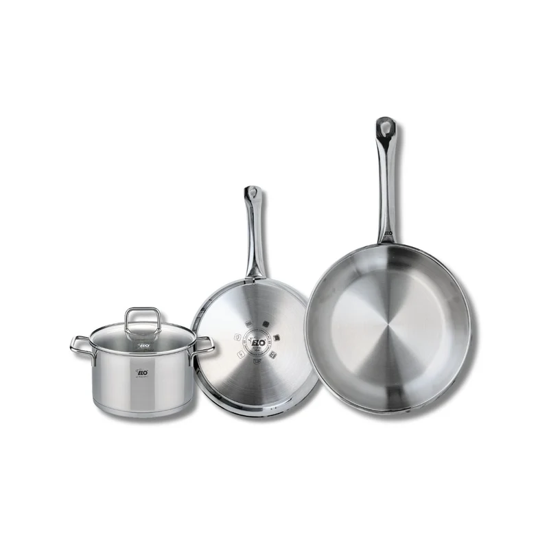 Set de 2 Poêles de cuisson 24 et 28 cm et 1 faitout 16 cm Elo Profi Citrin