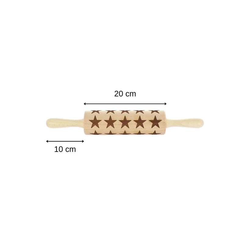Rouleau à pâtisserie en bois motif étoiles 40 cm Fackelmann Noël