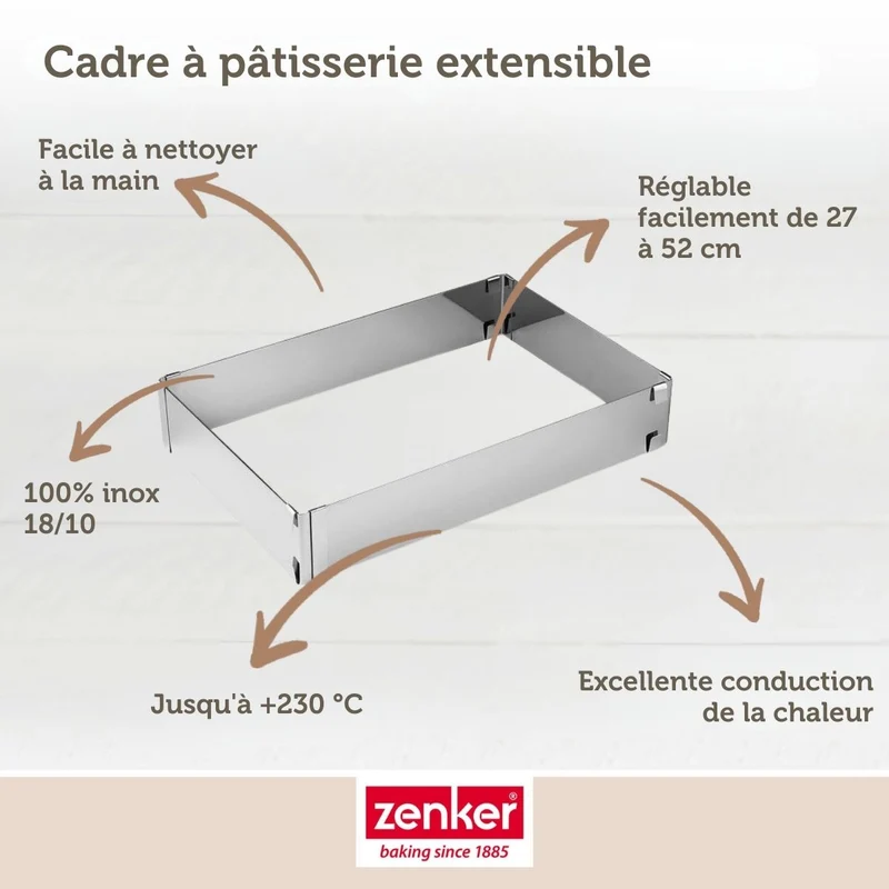 Cadre à gâteau réglable 27 à 52 cm Zenker Smart Pastry