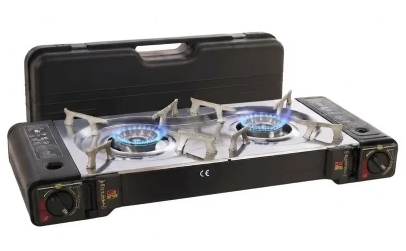 Doppel Kartuschenkocher 2 flammig Camping Gas Kocher Outdoor Campingkocher Herd
