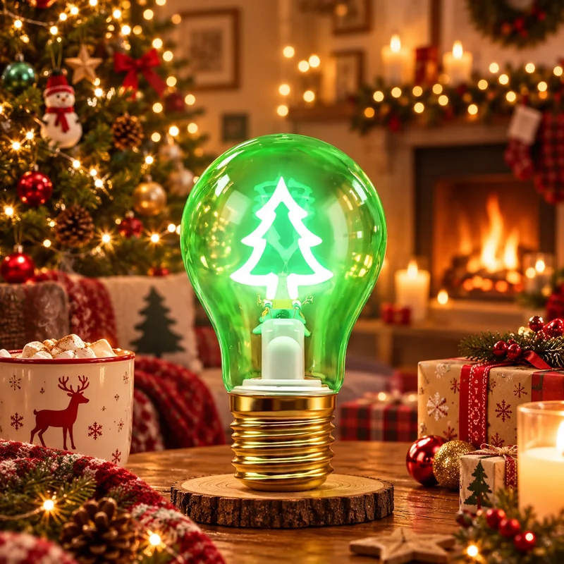 Weihnachts Dekoleuchte Glühbirne Akku USB-C Mehrfarbig Tannenbaum Rentier Schnee