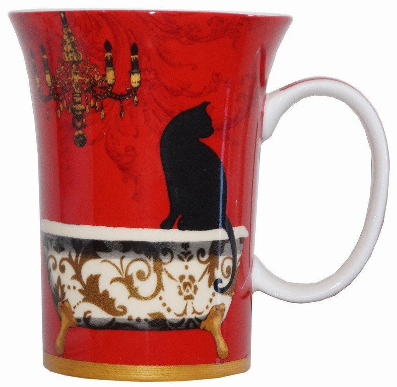 Mystical and Curious Cats Set of 4 Bone China Mugs