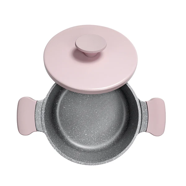 AKIS - LE MACARON Küchenset aus Aluminiumguss 3tlg. Topf+Pfannen Rosa