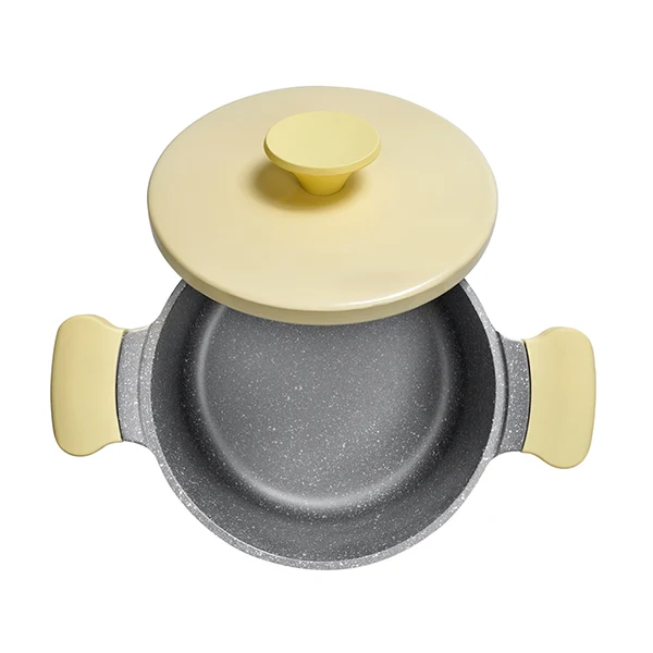 AKIS - LE MACARON Küchenset aus Aluminiumguss 3tlg. Topf+Pfannen Gelb