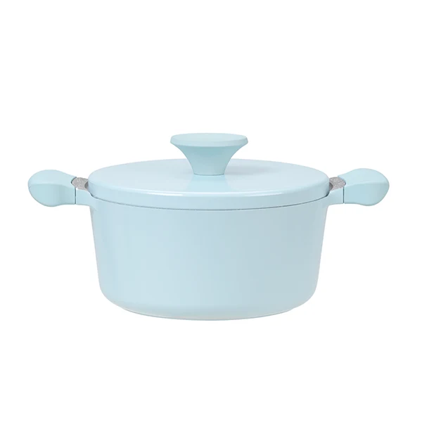 AKIS - LE MACARON Küchenset aus Aluminiumguss 3tlg. Topf+Pfannen Blau