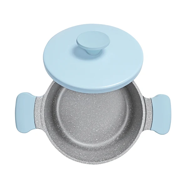 AKIS - LE MACARON Küchenset aus Aluminiumguss 3tlg. Topf+Pfannen Blau