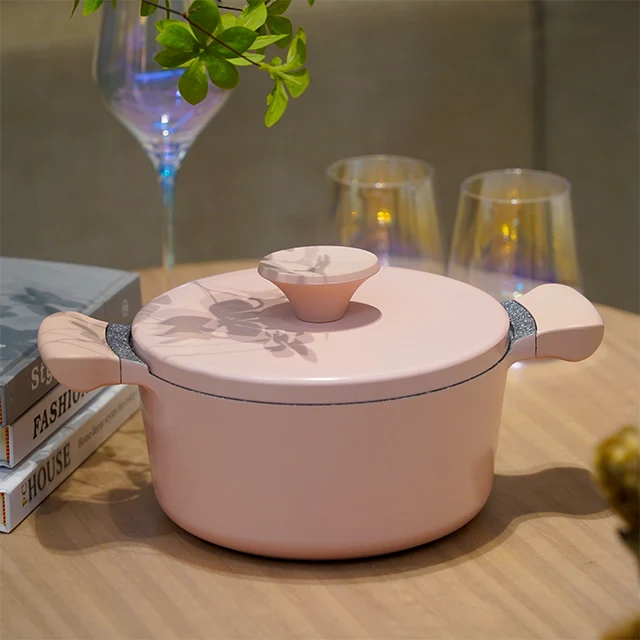 AKIS - LE MACARON Küchenset aus Aluminiumguss 2tlg. Topf Ø20+Pfanne Ø24 Rosa