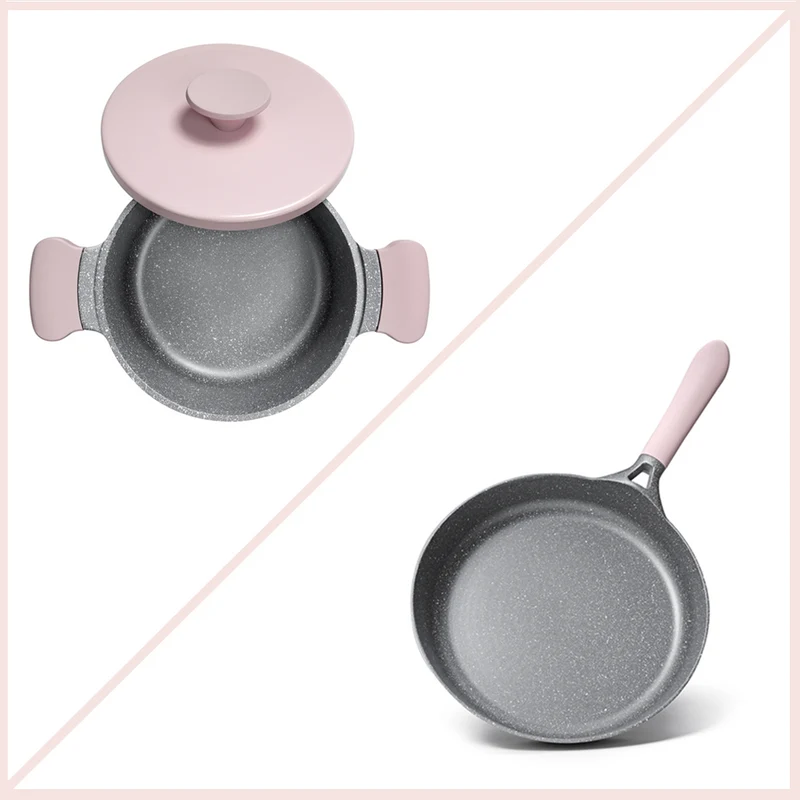 AKIS - LE MACARON Küchenset aus Aluminiumguss 2tlg. Topf Ø20+Pfanne Ø24 Rosa
