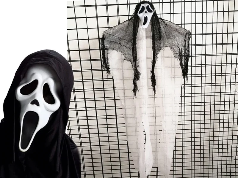 Halloween Geist Deko 90cm Hängend Gruselgespenst Horror Maske Party Dekoration
