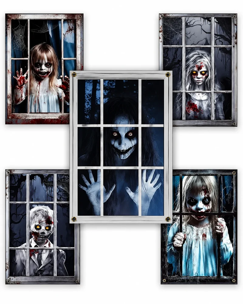 Halloween Fensterdeko 80x120cm Horror Fensterbild Gruseldeko Türdeko Party Deko