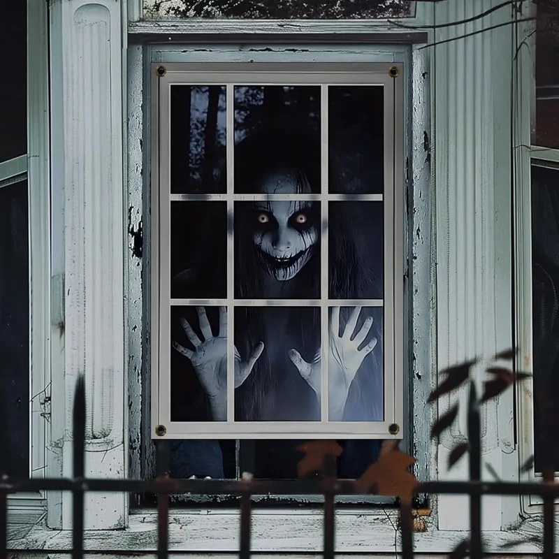 Halloween Fensterdeko 80x120cm Horror Fensterbild Gruseldeko Türdeko Party Deko