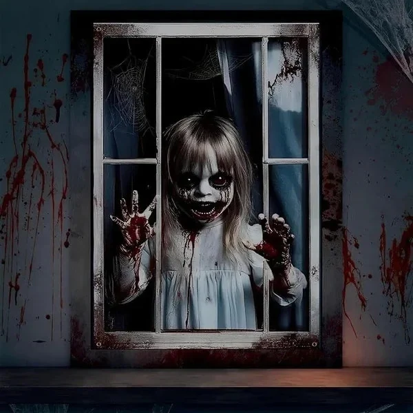 Halloween Fensterdeko 80x120cm Horror Fensterbild Gruseldeko Türdeko Party Deko