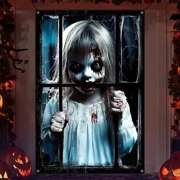 Halloween Fensterdeko 80x120cm Horror Fensterbild Gruseldeko Türdeko Party Deko