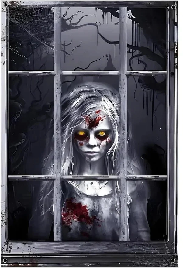 Halloween Fensterdeko 80x120cm Horror Fensterbild Gruseldeko Türdeko Party Deko