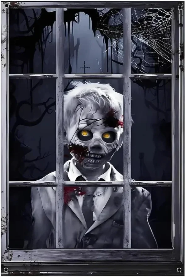 Halloween Fensterdeko 80x120cm Horror Fensterbild Gruseldeko Türdeko Party Deko