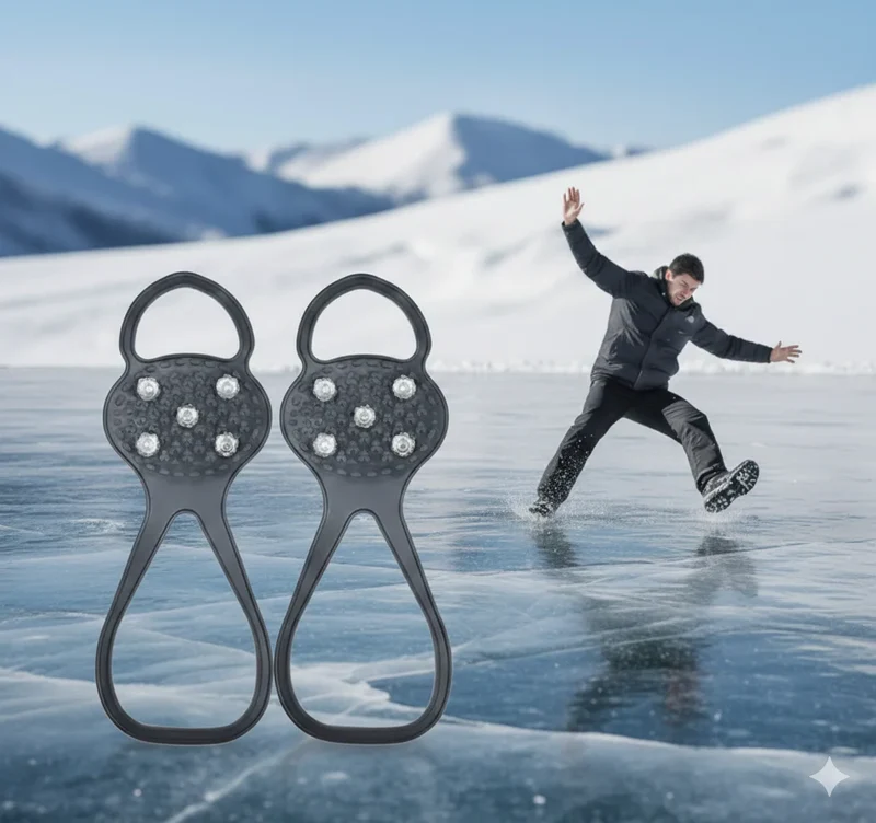 Anti-Rutsch Schuhüberzüge mit 5 Stahlzähnen – Winter Eiskrallen Größe 35–40