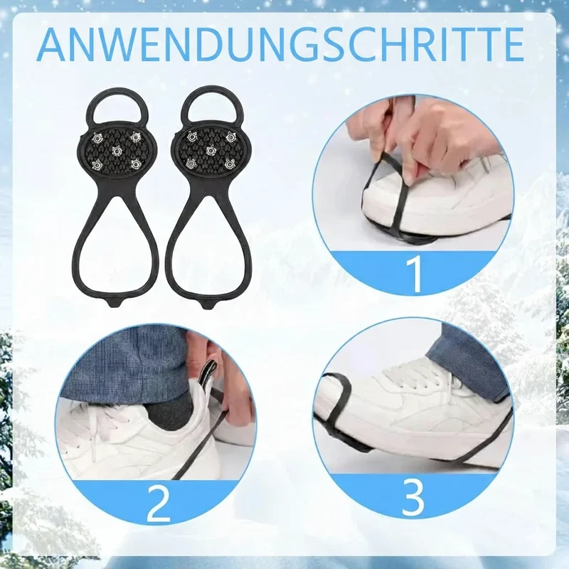 Anti-Rutsch Schuhüberzüge mit 5 Stahlzähnen – Winter Eiskrallen Größe 35–40