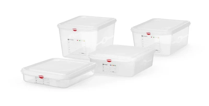 Bac GN Hendi avec couvercle et clips HACCP, GN 2/3, 100 mm, 9 L, PP