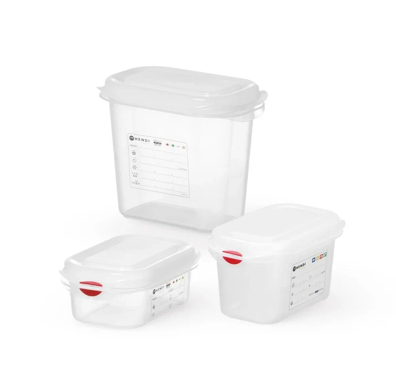 Bac GN Hendi avec couvercle et clips HACCP, GN 2/3, 100 mm, 9 L, PP