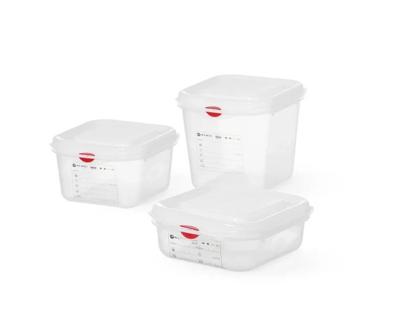 Bac GN Hendi avec couvercle et clips HACCP, GN 2/3, 100 mm, 9 L, PP