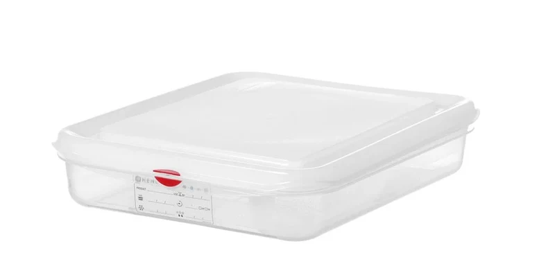 Bac GN Hendi avec couvercle et clips HACCP, GN 1/2, 65 mm, 4 L, PP