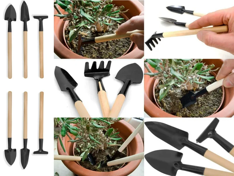 Mini Gartenwerkzeug Set 3tlg Schaufel Rechen Spaten Topfpflanzen Umtopfen🌱🌻
