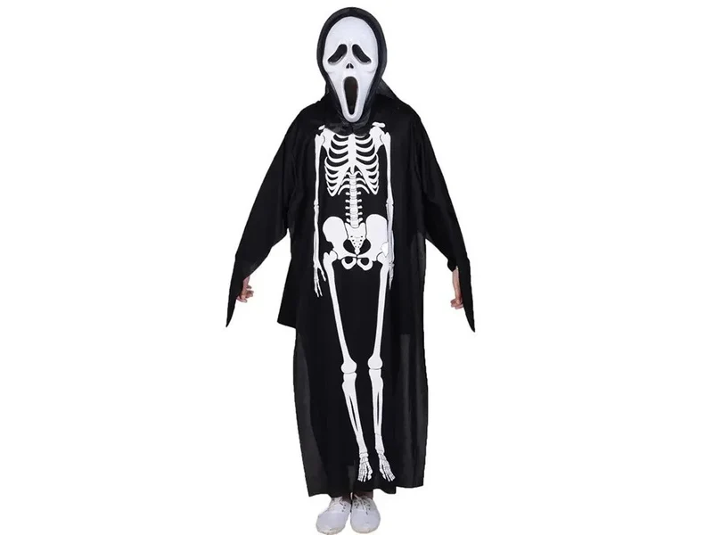 Skelett Kostüm Halloween Schwarz Langarm Verkleidung Karneval Universal