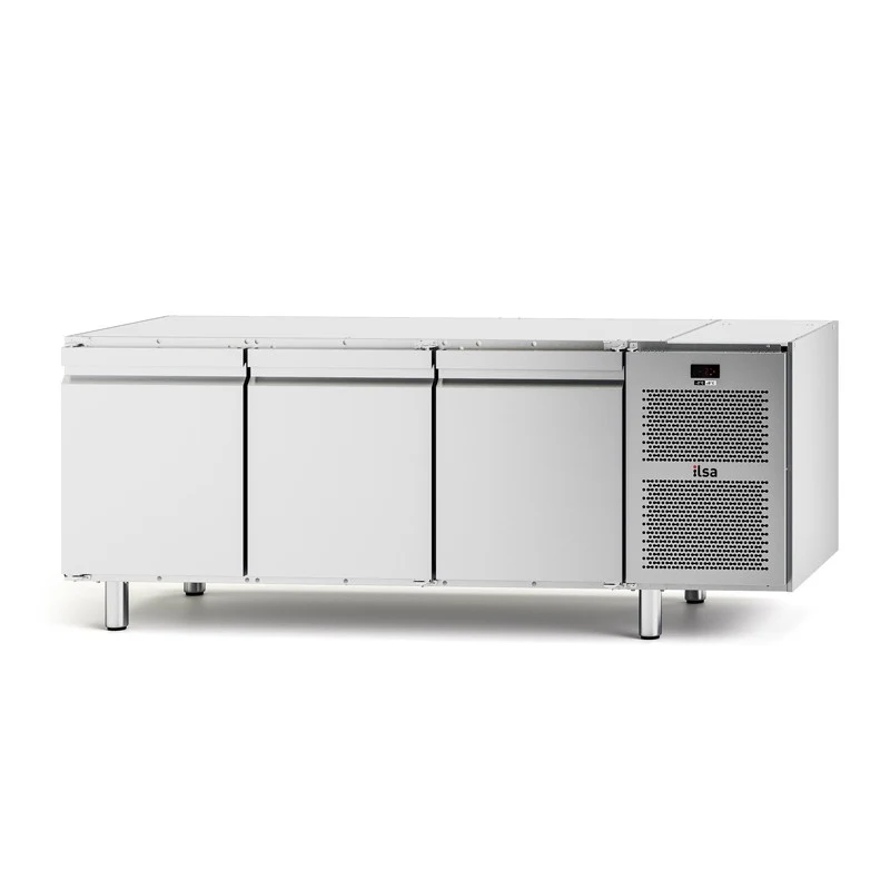 Soubassement réfrigéré positif -2/+8°C Sans plan de travail - GN 1/1 - 3 portes - Avec groupe - NEOS - SBR3PSD - ILSA