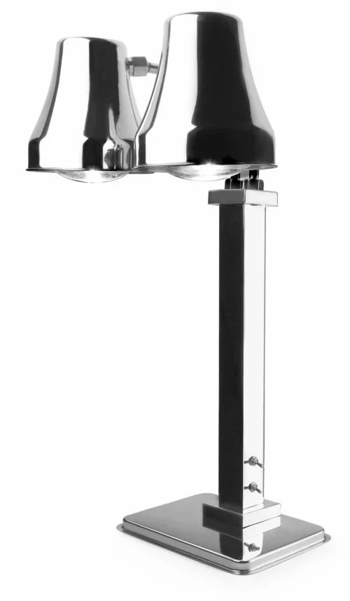 Lampe chauffe plats infrarouge inox à 2 têtes