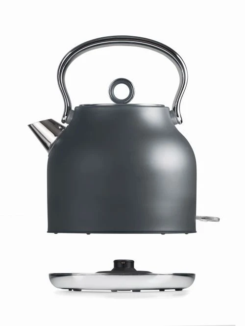 Bouilloire électrique rétro en inox gris mat