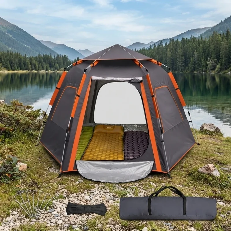 Campingzelt 4 Personen Pop Up Wurfzelt Automatik Kuppelzelt Wasserdicht