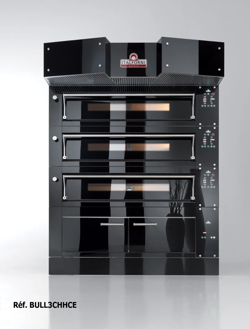 Italforni - Four à pizza avec cellule de levage hauteur 500 mm - 3 chambres - 3 x 12 ou 3 x 9 pizzas - BULL3CHHCE