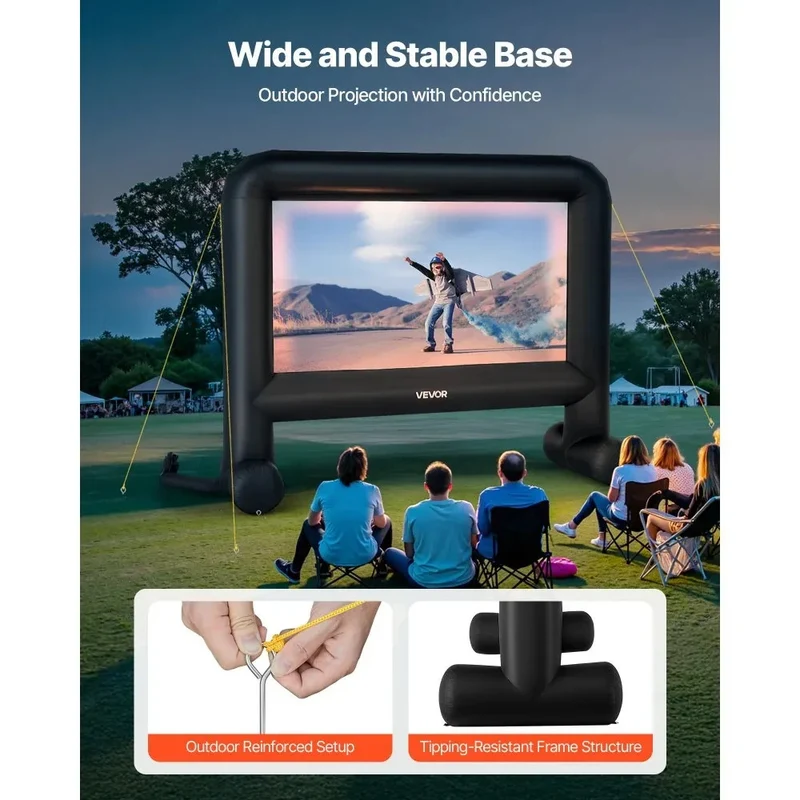 Aufblasbare Beamer Leinwand 16:9 mit Gebläse – Outdoor Projektionsleinwand für Heimkino, Gartenkino, Camping und Veranstaltungen