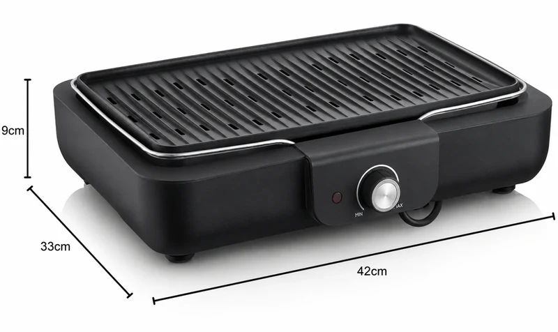 Elektrogrill Tischgrill 2200W Alu Grillplatte Innen Außen BBQ Grill