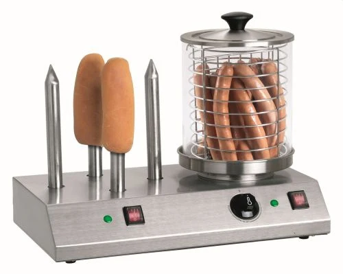 Machine à hot dog pro – Vapeur + 4 plots chauffants – Inox & verre sécurisé