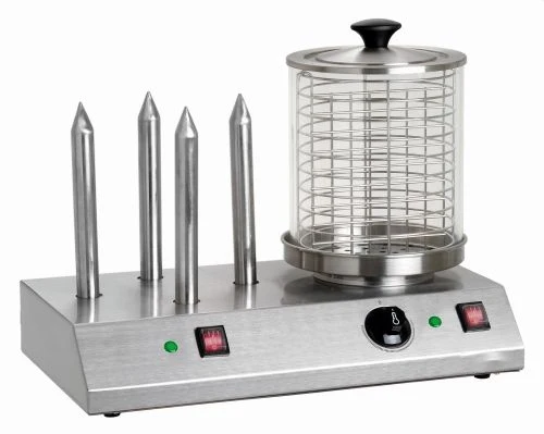 Machine à hot dog pro – Vapeur + 4 plots chauffants – Inox & verre sécurisé