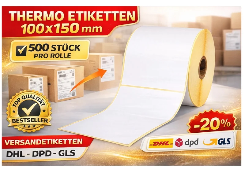Paketband 48mm x 66m Transparent / Warnband / Versandetiketten 100x150mm 500 Stk