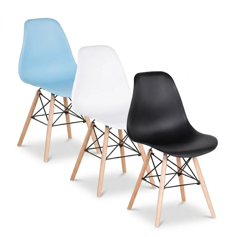 4er Set Esszimmerstühle modern Kunststoff Küchenstuhl Wohnzimmer Stühle Holzbeine 3 Farben