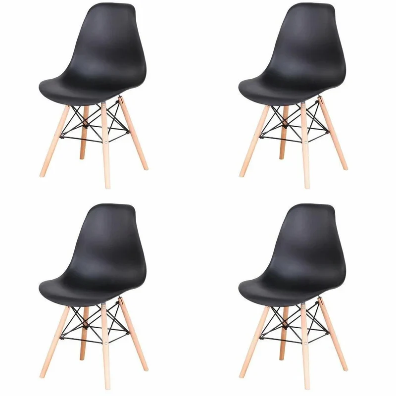 4er Set Esszimmerstühle modern Kunststoff Küchenstuhl Wohnzimmer Stühle Holzbeine 3 Farben