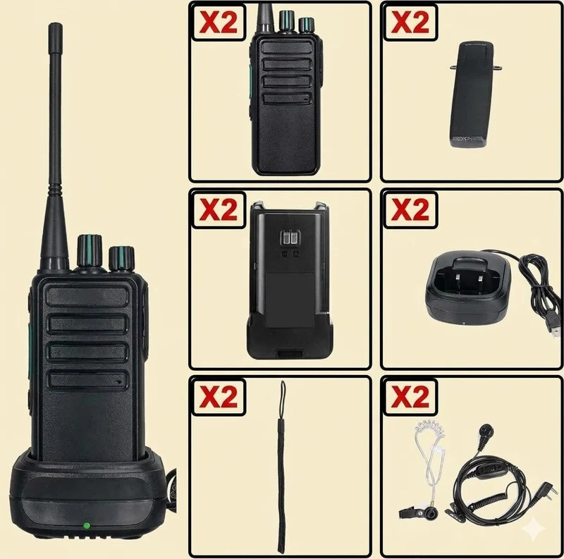 PMR446 Walkie Talkie 2er Set VOX Headset Funkgerät Notruf Klonfunktion
