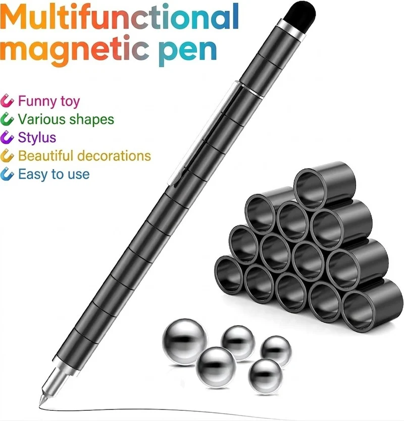 Magnetischer Kugelschreiber Multifunktion Stressabbau Stift Schwarz Gadget